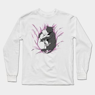 cat couple together love tenderness warm feelings Long Sleeve T-Shirt